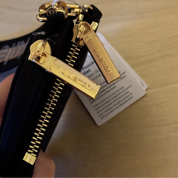 NWT - Lululemon Dual Pouch Wristlet Black with Gold Hardware and Logo - Picture 7 of 13